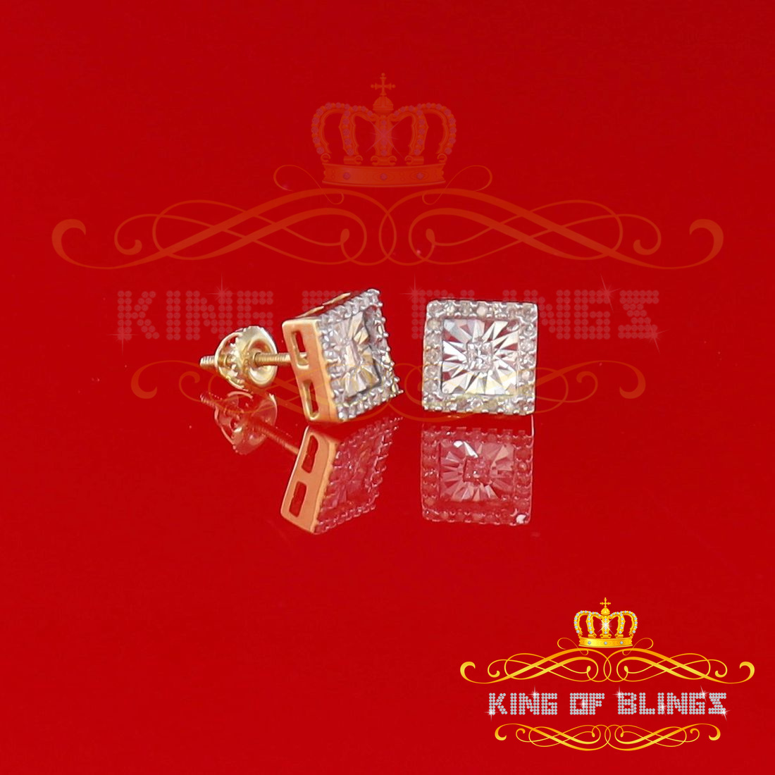 King of Bling's Yellow Aretes Para Hombre 925 Silver 0.25ct Diamond Women's/ Men's Stud Earrings