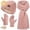 B-Pink, variant on KOITHOT 3 Pcs Women Winter Beanie Hat Gloves Scarf Set, Chenille Winter Hat with Thick Soft Touch Screen Gloves Long Warm Scarf Knitted Black