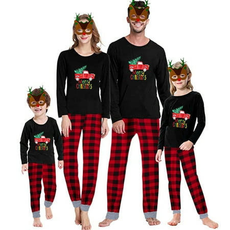 

GRNSHTS Family Christmas Pajamas Matching Sets Holiday Sleepwear for Women/Men/Kids/Couples Printed Long Sleeve Pjs(Black Kids 3/4T)