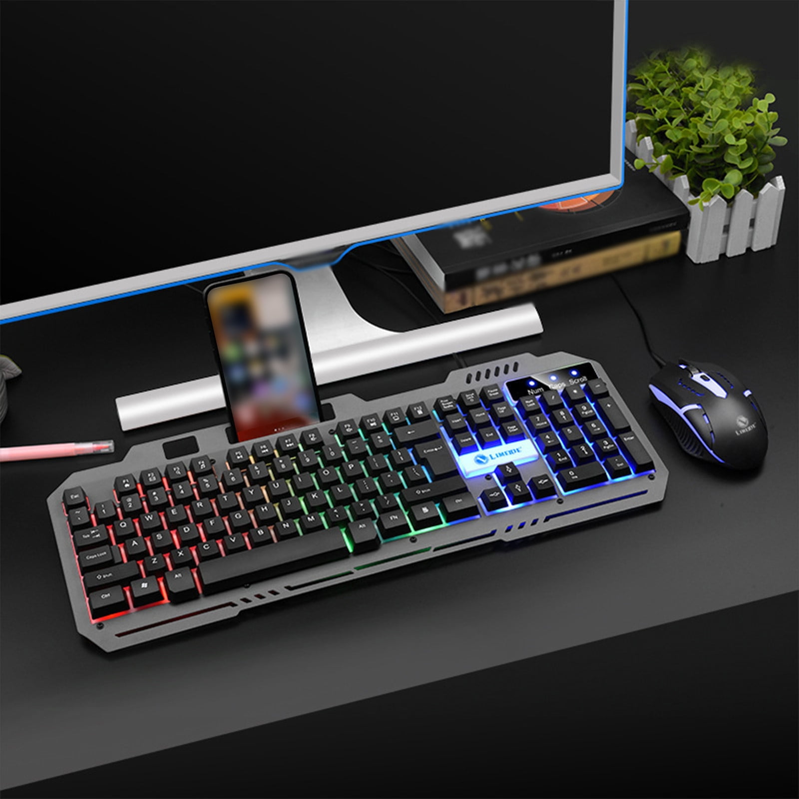 YZEGDCH Computer Mice Gaming wireless 2.4G keyboard and Mouse Set to computer Multimedia Gamer,Red