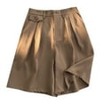 thumbnail image 2 of Workout Shorts Men Solid Color Wide Leg Suit Shorts Insets Versatile Cropped Pants Brown L, 2 of 6