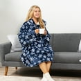 thumbnail image 2 of PAVILIA Blanket Hoodie for Women Blue, Sherpa Wearable Blanket Men, Cozy Oversized Sweatshirt Blanket, Warm Fleece Hooded Blanket Sweater with Sleeves and Giant Pocket, Blue Snowflake, 2 of 8