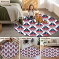 thumbnail image 5 of Round Rugs 6Ft, Navy Blue Red Boat Round Area Rug Washable Indoor Throw Carpet, Nautical Anchor Rudder Coastal Soft Non Slip Circle Rug for Office Cabinet Home Decor Aesthetic, 5 of 8