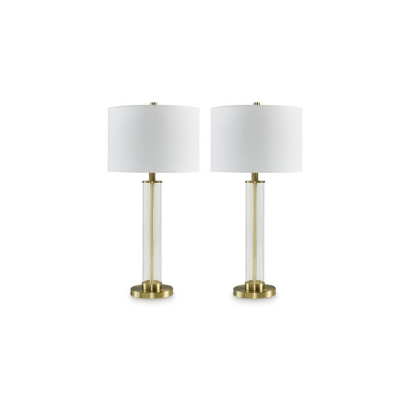 Signature Design by Ashley Orenman Table Lamp, Set of 2, Clear with a Brass Finish