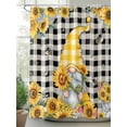 thumbnail image 2 of Fsddascl Gnomes Plaid Shower Curtain Set - Long 72" x 84" Washable Bathtub Curtain with 12 Hooks, Yellow Sunflower Farmhouse Bee Black Check Waterproof Fabric Stall Shower Curtains for Bathroom, 2 of 6