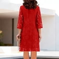 thumbnail image 5 of Odbmxy Lace Women's Midi Length Dresses Fall 3/4 Sleeve Cocktail Shift Solid Color Wedding Guest Women Dress Dressy, 5 of 6