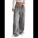 thumbnail image 1 of Pantalones Anchos de para Mujer, Rectos, con Botones y Cremallera Frontal, y Bolsillos Gris L, 1 of 10