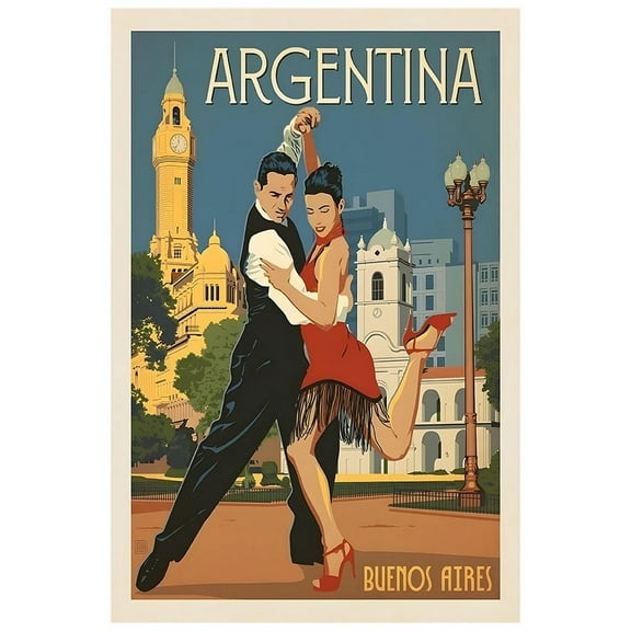 Argentina - Buenos Aires - Vintage Travel Poster (8x12Inches(US/CANonly))