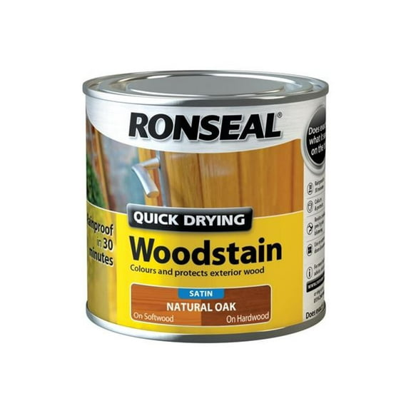 Ronseal - Quick Drying Woodstain Satin Natural Oak 250ml