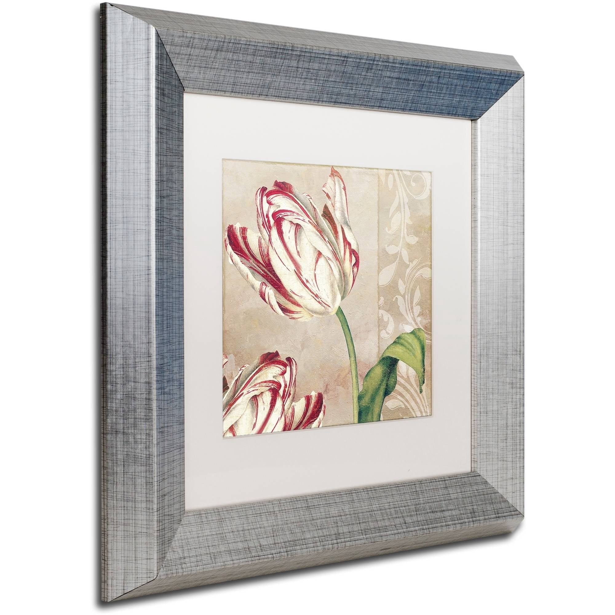 Trademark Fine Art "Peppermint Tulips I" Canvas Art by Color Bakery White Matte, Silver Frame