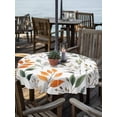 thumbnail image 2 of Outdoor Tablecloth with Umbrella Hole Zipper Green Orange Eucalyptus Round Tablecloth 60" Waterproof Outside Table Cloth Summer Watercolor Botanical Leaf Patio Table Cover Tablecloths for Picnic, 2 of 8