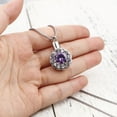 thumbnail image 3 of Round Purple Beautiful Crystal Rhinestone Flower Cremation Urn Necklace for Ashes Stainless Steel Memorial Pendant Keepsake Jewelry with Free Funnel Kit and Velvet Jewelry Box, 3 of 12
