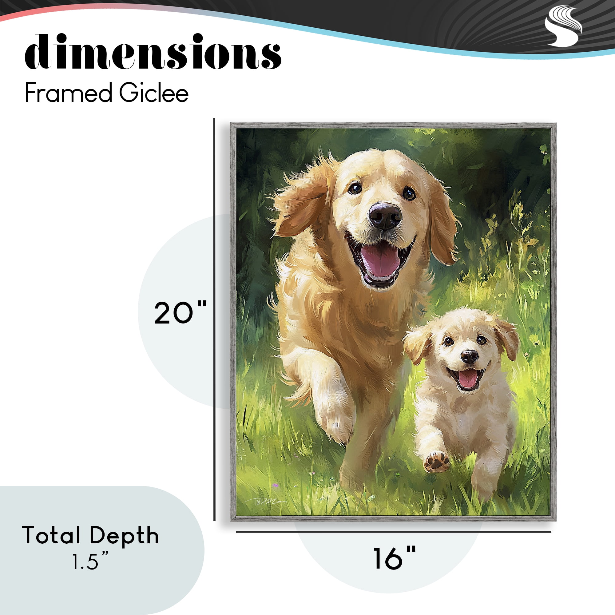 Father & Son Labrador Gray Framed Giclee Art, design by Momart