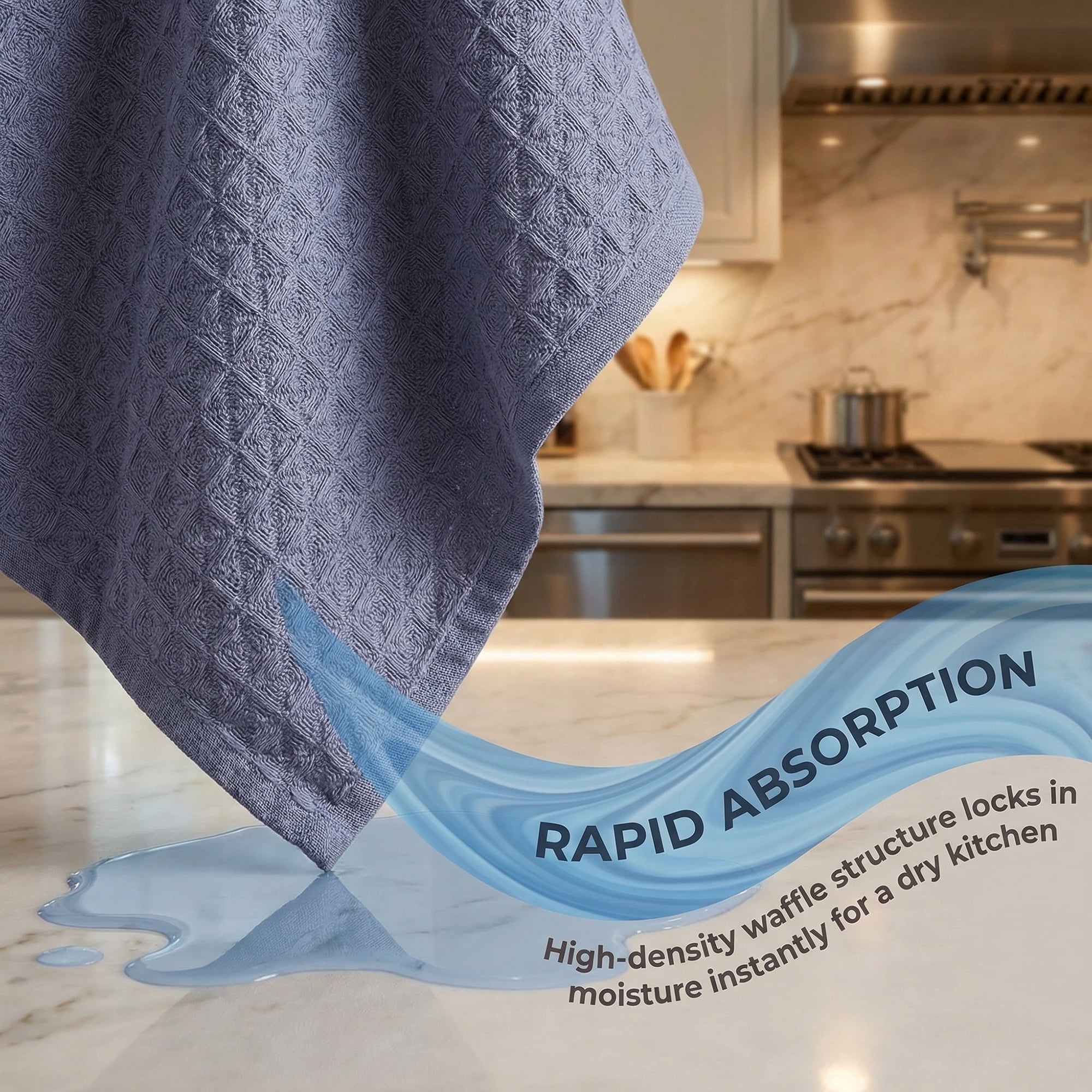 Unique Bargains 100% Cotton Waffle Weave Solid color Kitchen Towels 4 Pack Grey 12" x 12"