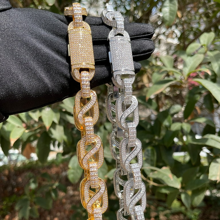 DUBSS Iced Out Choker, 20mm Cuban Link Chain, Baguette Necklace