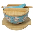 thumbnail image 3 of Blue Spring Blossoms Donburi Ramen Bowl With Lid Trivet Spoon Chopsticks Set, 3 of 9