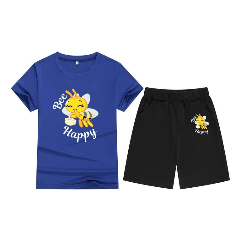 Fshinging Toddler Girl Bee Festival Cartoon Graphic Short Sleeve