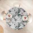 thumbnail image 4 of Ambesonne Botanical Fitted Round Tablecloth, Forest Flowers Exotic Art, 36"- 40" Diameter, Dark Blue Grey and White, 4 of 5