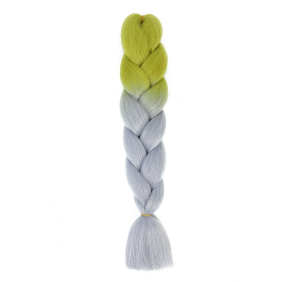 Namzi 3 Pcs 60cm Synthetic Braiding Hair High Heat Resistant Fluffy Fiber, Jumbo Braiding Hair Extensions for Styling & DIY Hairstyles,Yellow to Grey