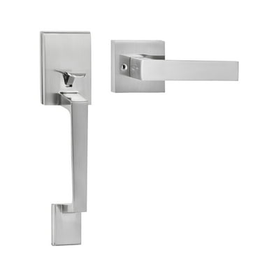 BENTISM Front Door Handle, Entry Door Handle and Reversible Handle Lever, Modern Front Door Handle Only, Satin Nickel Front Door Entry Handleset, Entry Way Door Handle