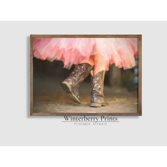 Cowgirl Boots And Tutu Art Print, Whimsical Western Decor 2542 UNFRAMED Poster, 8x12
