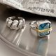 thumbnail image 1 of Juego de anillos cuadrados de diamantes simulados TUNC Sencillez, 1 of 5