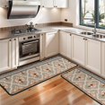 thumbnail image 3 of Kitchen Rugs Sets Of 2,Orange Geometric Diamond Cross Pattern Anti Fatigue Kitchen Mat Rugs Non Slip Washable,Decorative Kitchen Floor Mats for Kitchen,Sink,Laundry,17"x47"+17"x47", 3 of 5