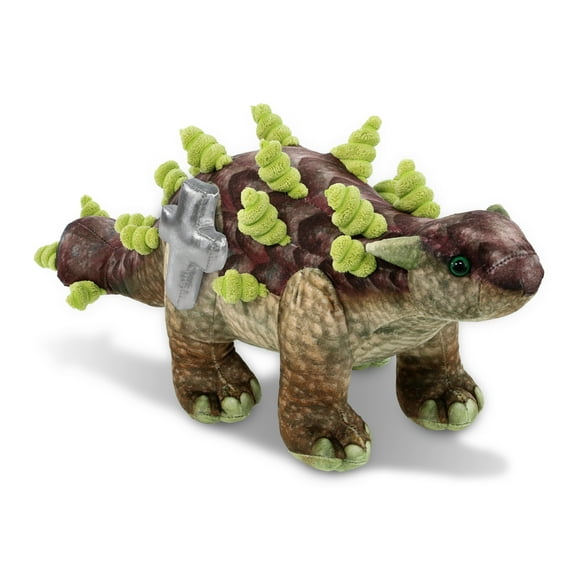 DolliBu Ankylosaurus Dinosaur Stuffed Animal with Silver Cross Plush - Religious Baptism Gifts for Boys and Girls, Dedication Christening Gifts Plush Prayer Toy Healing Stuffed Animal - 18 Inches