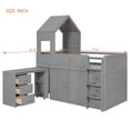 thumbnail image 2 of Harper & Bright Designs Twin House Loft Bed with Roof and Roll-Out Desk Desk, Wooden Twin Loft Bed Frame with Drawers and Cabinets for Boys Girls, Space Saving Loft Bed, Gray, 2 of 20