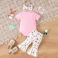 thumbnail image 4 of TAIAOJING Infant Girls Short Sleeve Easter Prints Romper Bodysuit Pants Headbands Outfits Sets, 4 of 7