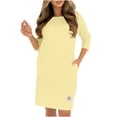 thumbnail image 2 of Fall Dresses for Women Oversized Crewneck Midi 3/4 Length Sleeve Dresses Womens Casual Solid Round Neck Loose Fits Three Quarter Sleeve Dress Plus Size Elegant Knee Length Dress with Pockets, 2 of 7