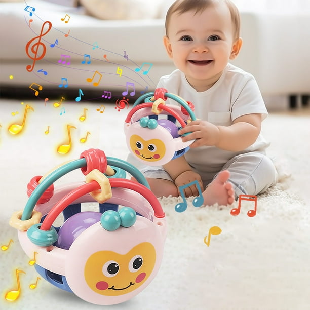 Sonajero y mordedor de abeja para bebé | Juguete sensorial de goma suave para bebés y niños pequeños | Juguete educativo de mano con asa para calmar y estimular el desarrollo