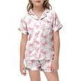 thumbnail image 4 of WOYY Toddler Girls Pajamas Bow Prints Short Sleeves Shirt & Shorts Homewear, Sizes 3-13, 4 of 4