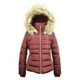 thumbnail image 3 of Winter Quilted Puffer Coat for Women Fleece Lined Warm Jacket with Removable Faux Fur Hood, 3 of 5