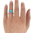 thumbnail image 2 of 2.50 ctw Blue Topaz Ring with Diamonds 14K White Gold Flower Vintage Halo, 2 of 6