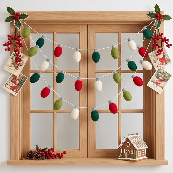 Danieerclosy Felt Christmas Garland For Tree, Wall And Mantel Display Home Accent For Festive Scenes,Multicolor