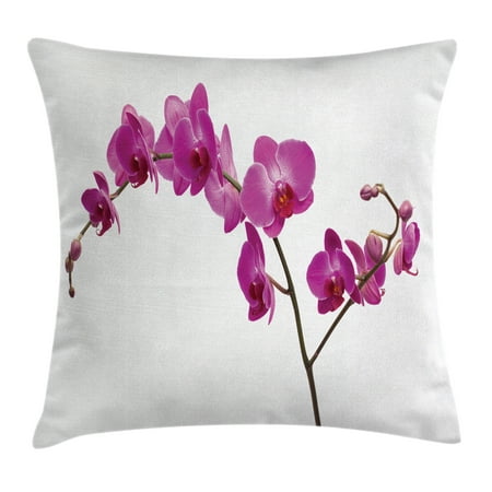 Magenta Throw Pillows Magenta Decor Throw Pillow Cushion Cover, Wild Orchids Petal Florets Branch Romantic Flower Exotic Plant Nature Art Print, Decorative Square Accent Pillow Case, 18 X 18 Inches, Violet, by Ambesonne ()