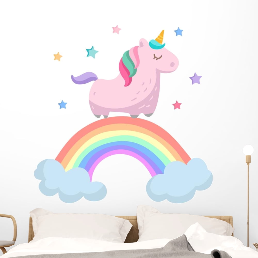 Cute Pink Unicorn Rainbow Wall Decal Wallmonkeys Peel and Stick Decals for  Girls (12 in H x 12 in W) WM502728 