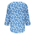 thumbnail image 3 of QLEICOM 4th of July Shirts Women's Independence Day Print T-Shirt Summer Pattern T Shirt Cute Flower Graphic Loose Tees Crew Neck 3/4 Sleeves Loose Casual Tops Light Blue C S, US Size 4, 3 of 4