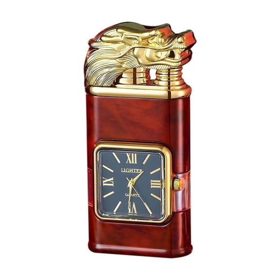 openpig Cool Lighters, Windproof Carving Dragon Antique Lighter, Reusable Vintage Watch Bezel Jet Flame Torch for Collection, Decorative, Gift, Present (Without Fuel) (red)