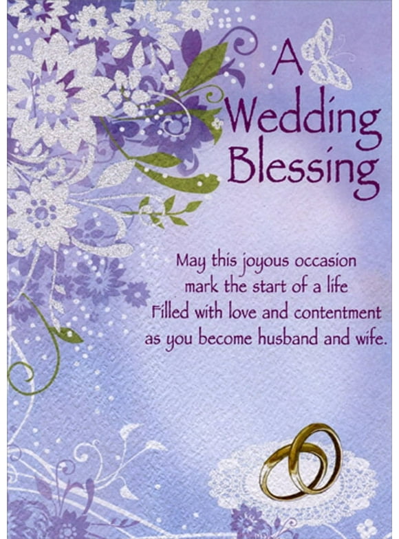 Designer Greetings A Wedding Blessing: Purple and White Flowers Religious Wedding Congratulations Card