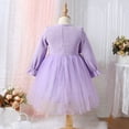 thumbnail image 4 of Sngxgn Girls Fall Long Sleeve Crew Neck Casual A-Line Ruffle Tiered Flowy Dress(Purple,5Y), 4 of 8