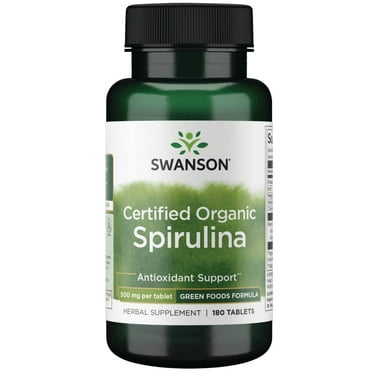 Swanson certified organic spirulina 500 mg 180 tabs
