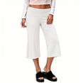 thumbnail image 7 of BUIGTTKLOP Capri Pants for Women Fold over High Waisted Stretchy Soft Yoga Pants Wide Leg Casual Flowy Cropped Trousers, 7 of 7