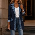 thumbnail image 4 of Women’s Denim Patchwork Cardigan Jacket Long Sleeve Button Down Lapel Casual Outerwear with Pockets, 4 of 5