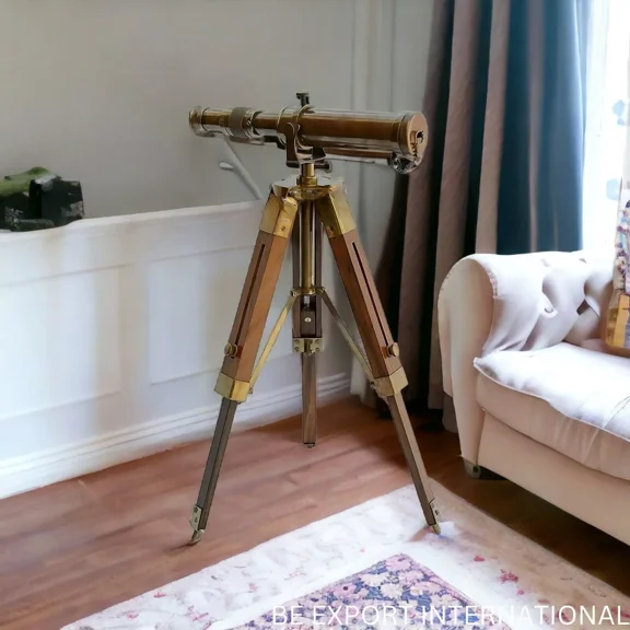 Brass Telescope with Wooden Tripod Vintage Nautical Maritime Marine Telescope