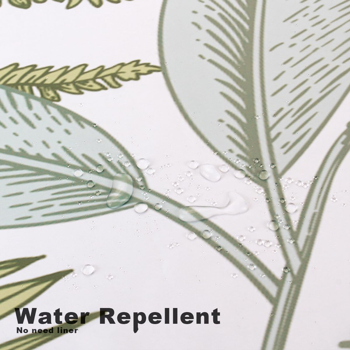 Extra Long Sage Green Leaves Shower Curtain, Tall Plant Bathroom Shower Curtains, Waterproof Fabric Botanical Shower Curtain, 72 x 84 Inch