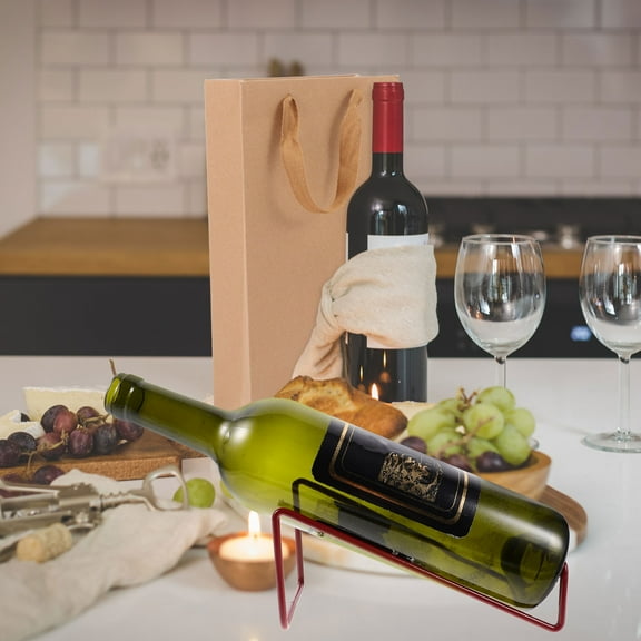 Homoyoyo Dark Red Wine Bottle Holder Stand, Practical and Decorative Home Bar Accessory, 2 Pieces Set