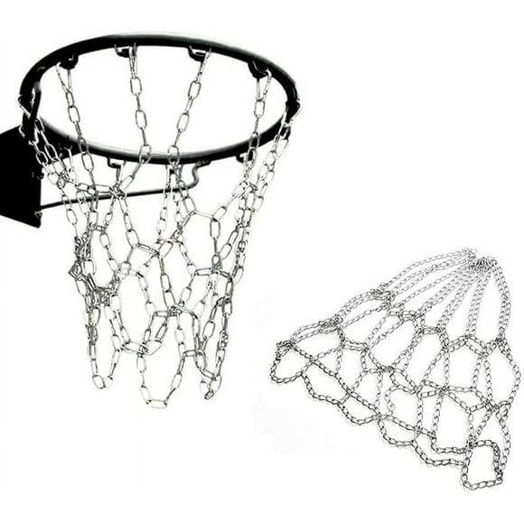 SHAR Basketball Net(Silver Color,32×27×21cm), Outdoor Metal Basketball Net, Basketball Net Replacement, Heavy Duty Basketball Net, For Indoor Basketball Court, Campus Basketball Court
