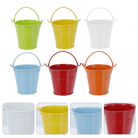 MUSEYA Mini Tin Bucket Assorted Color Iron 6Pcs 2.2x2.2in